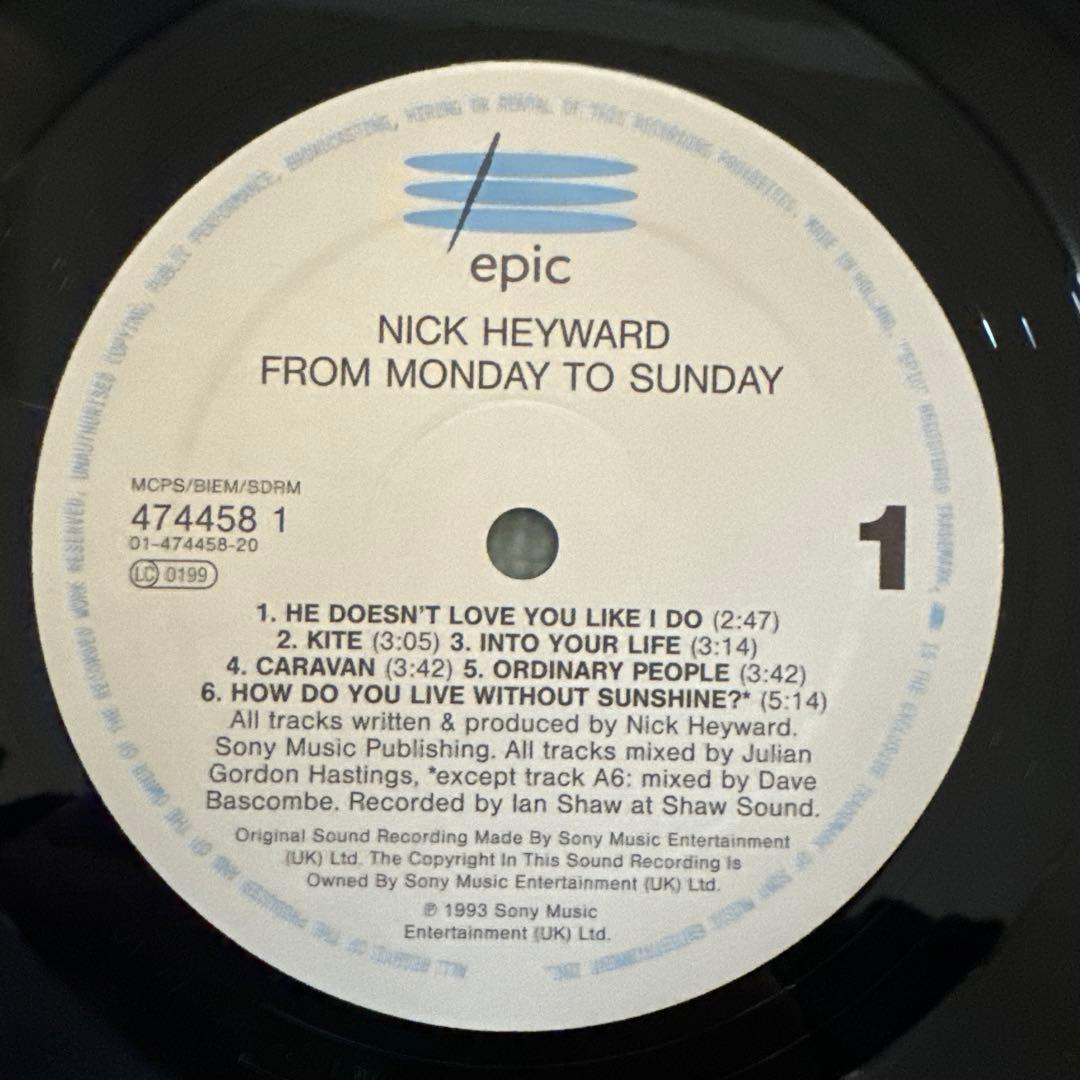 Nick Heyward『From Monday to Sunday』レコード