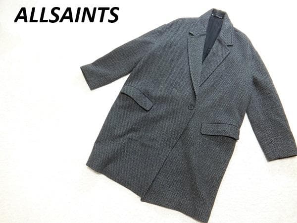 ALLSAINTS　オールセインツ　ツイード　チェスターコート　グレー　S