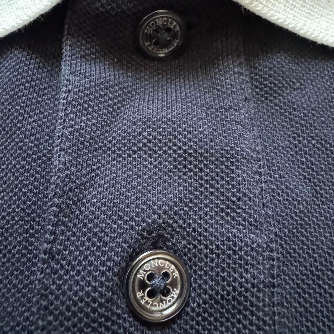 美品✨MONCLER モンクレール ポロシャツ S 紺×白 襟裏ロゴ シンプル