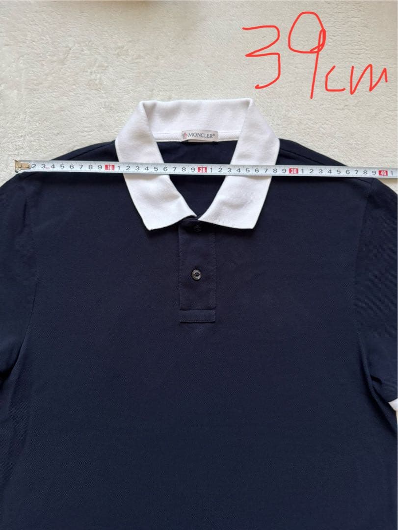 美品✨MONCLER モンクレール ポロシャツ S 紺×白 襟裏ロゴ シンプル