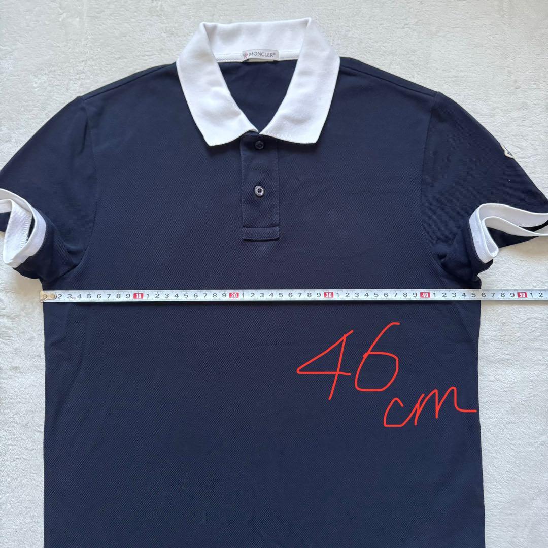 美品✨MONCLER モンクレール ポロシャツ S 紺×白 襟裏ロゴ シンプル