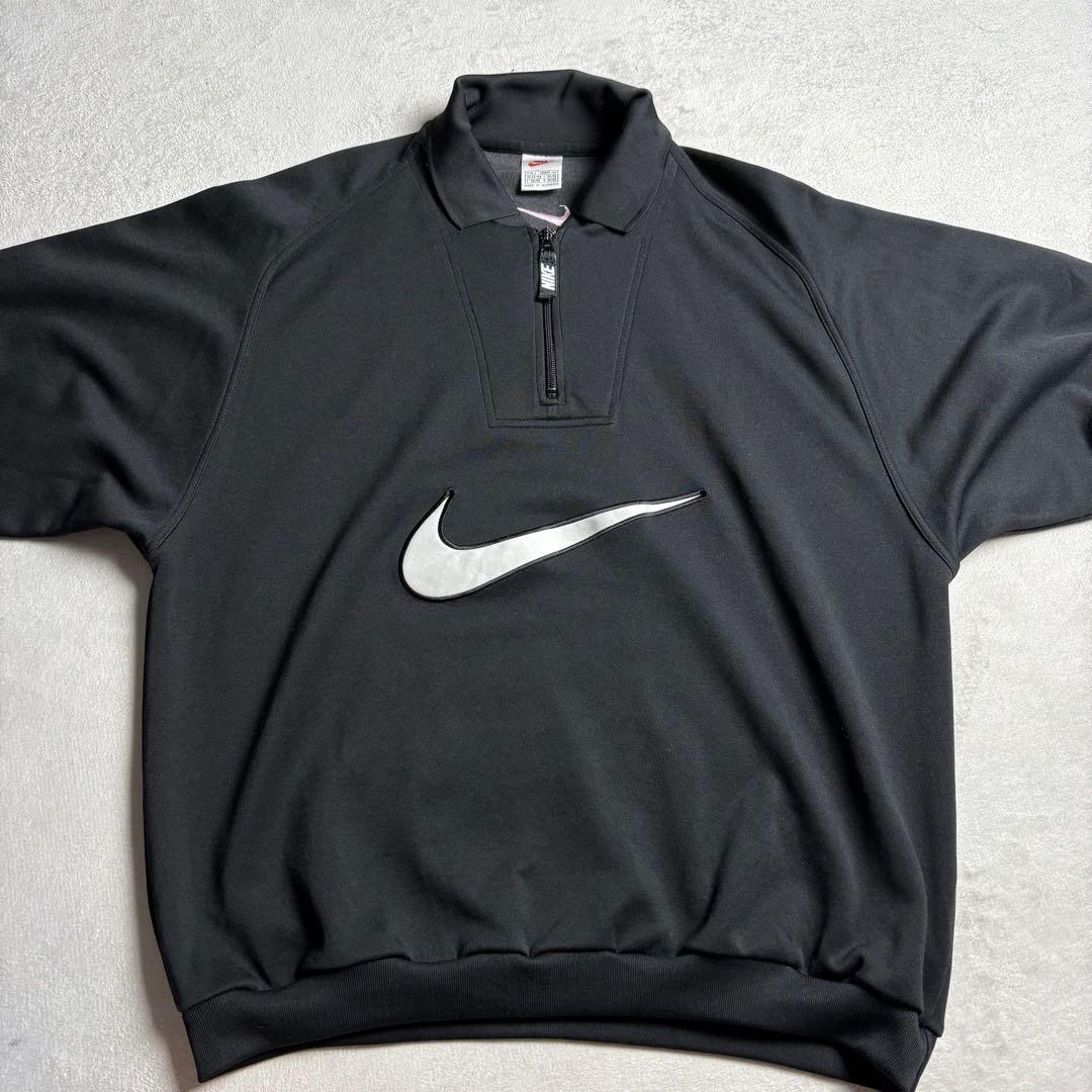 90s ナイキ ハーフジップ　プルオーバートラックジャケット　銀タグ　刺繍ロゴ