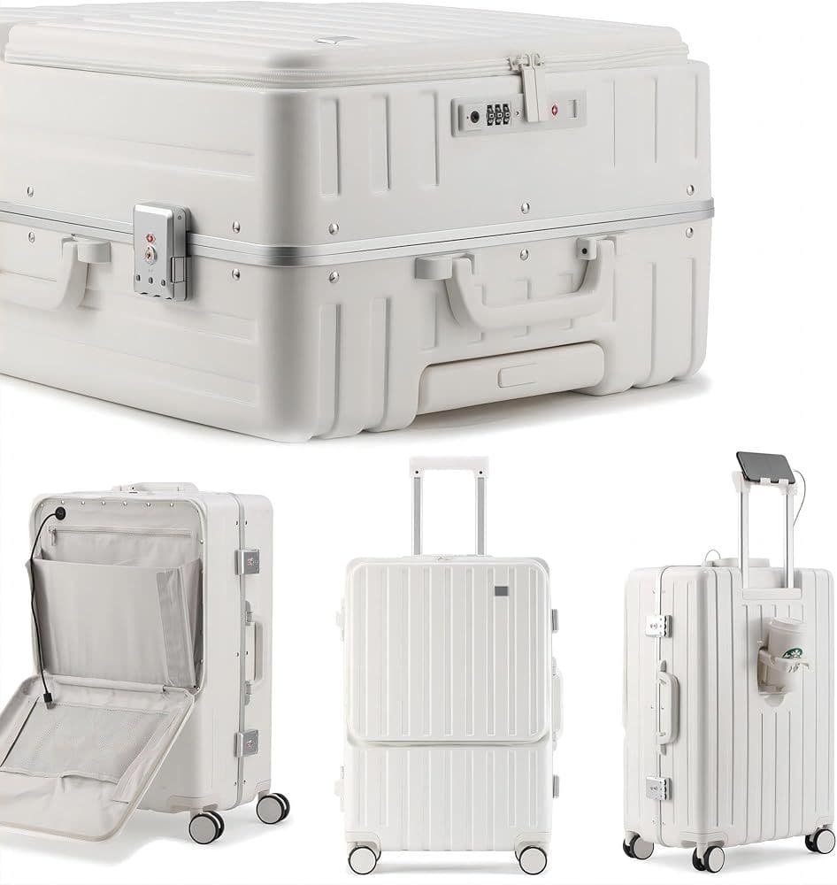 【週末セール】スーツケース キャリーケース フロントオープン 白 65L