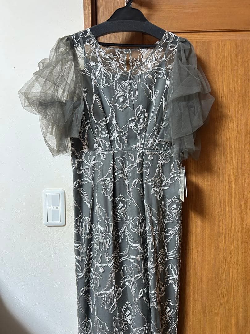 刺繍レース チュールスリーブ コクーン パーティードレス オケージョンドレス