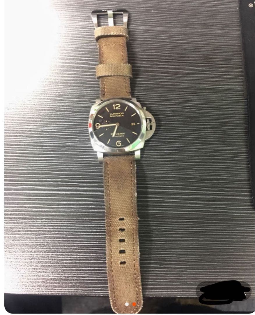 ハンドメイド パネライ 用 ベルト ヴィンテージ キャンバス 26mm 尾錠付