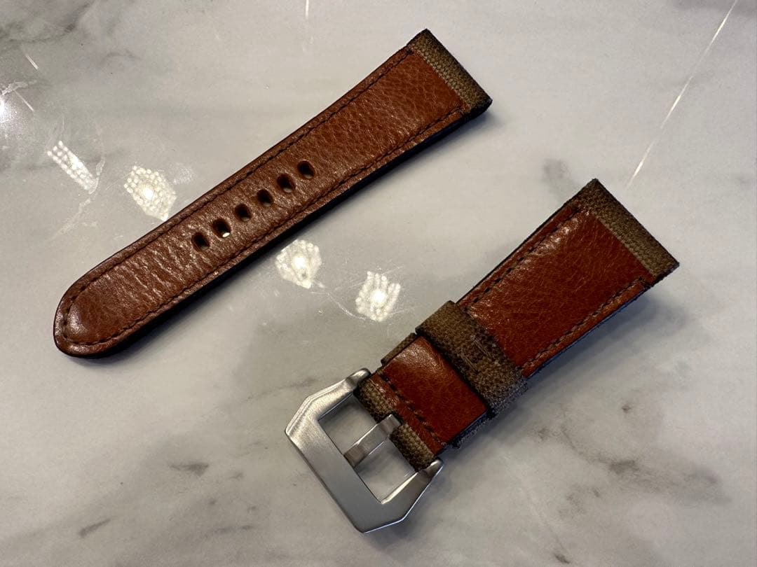 ハンドメイド パネライ 用 ベルト ヴィンテージ キャンバス 26mm 尾錠付