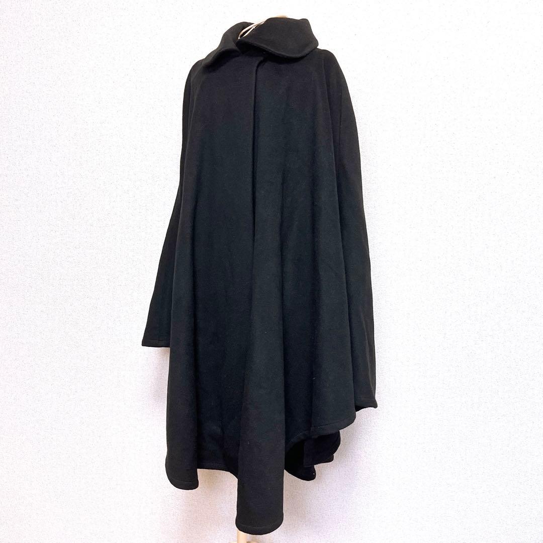 高級 カシミヤ アンゴラ ウール ポンチョ コート マント ショール 襟 ロング