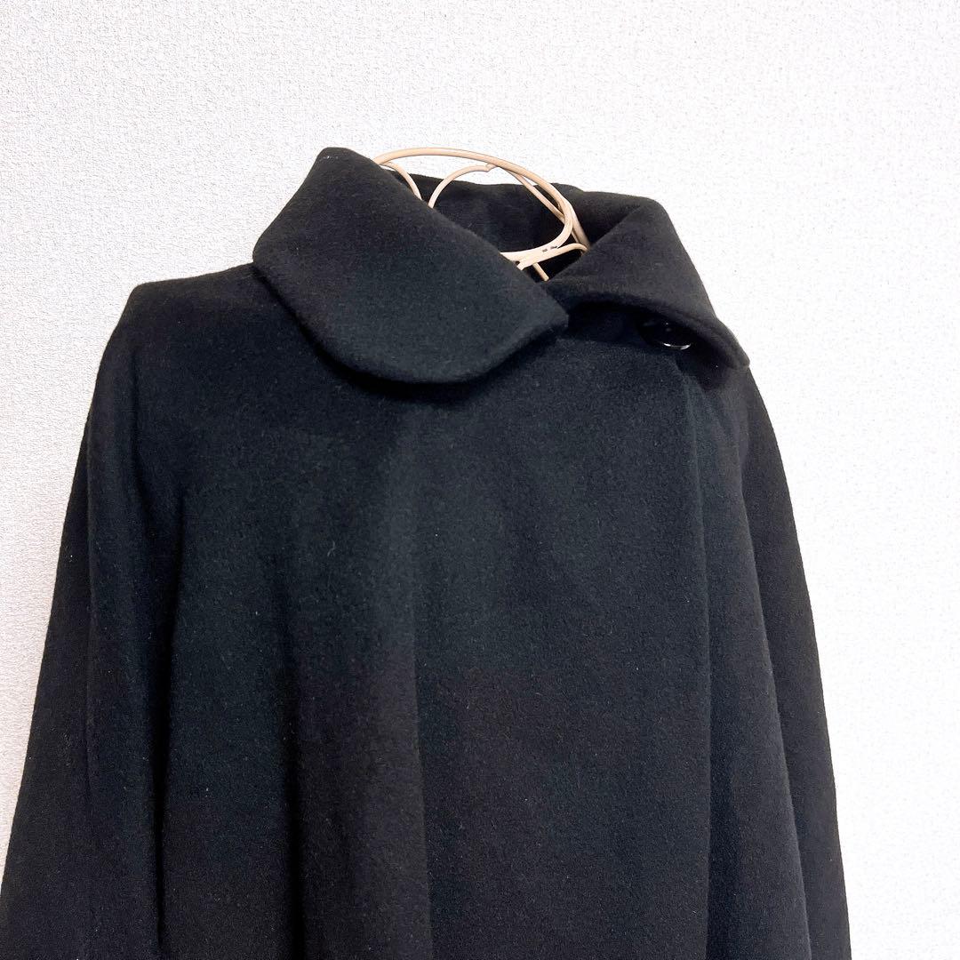 高級 カシミヤ アンゴラ ウール ポンチョ コート マント ショール 襟 ロング