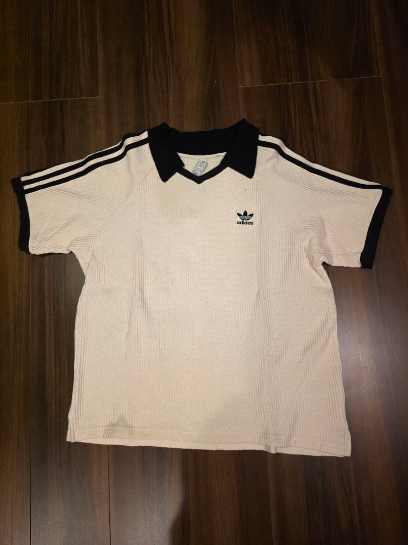 adidas 半袖 ポロシャツ ワッフル ホワイト アイボリー Tシャツ