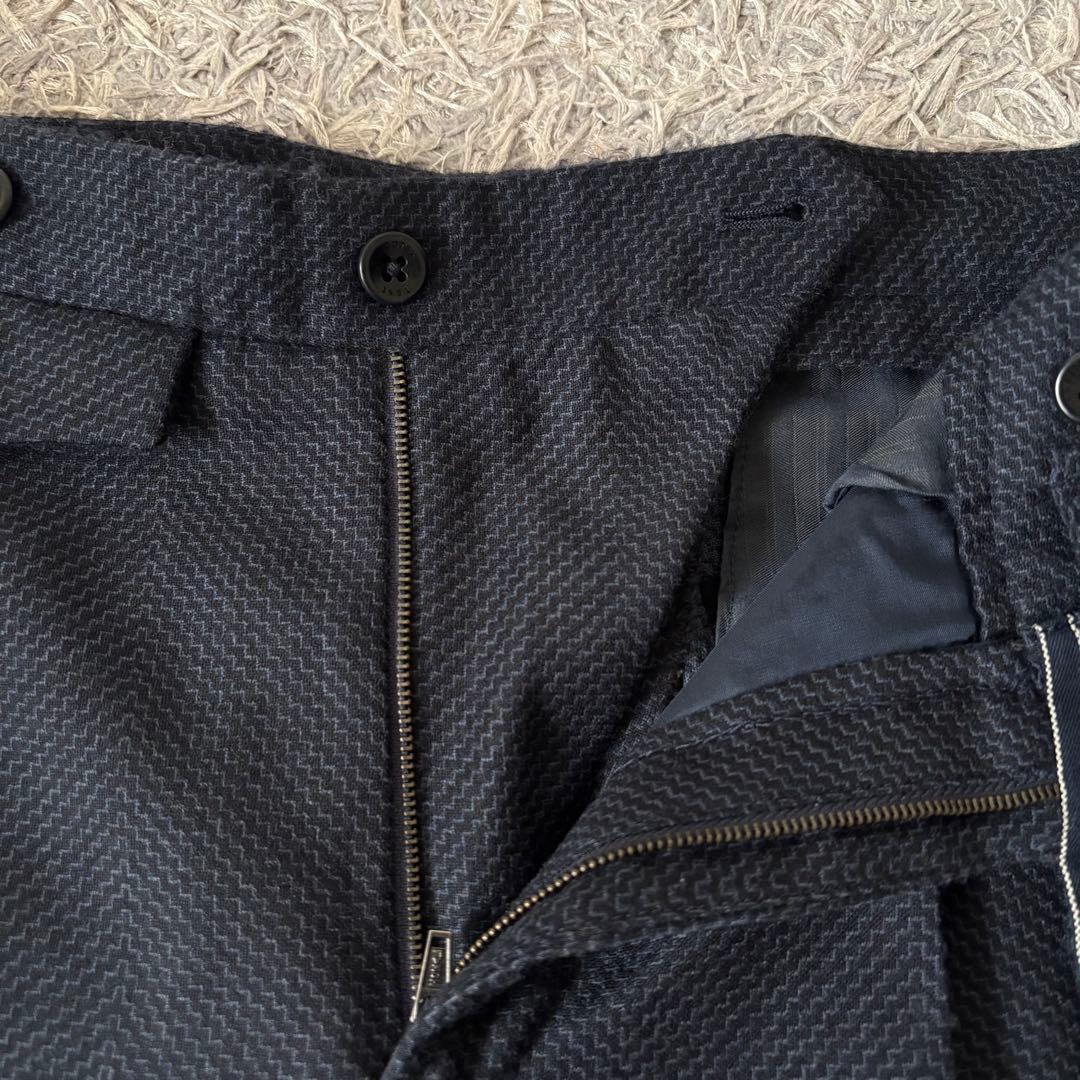 【48サイズ】INCOTEX スラックス カシミヤ混 サイドアジャスター ネイビ