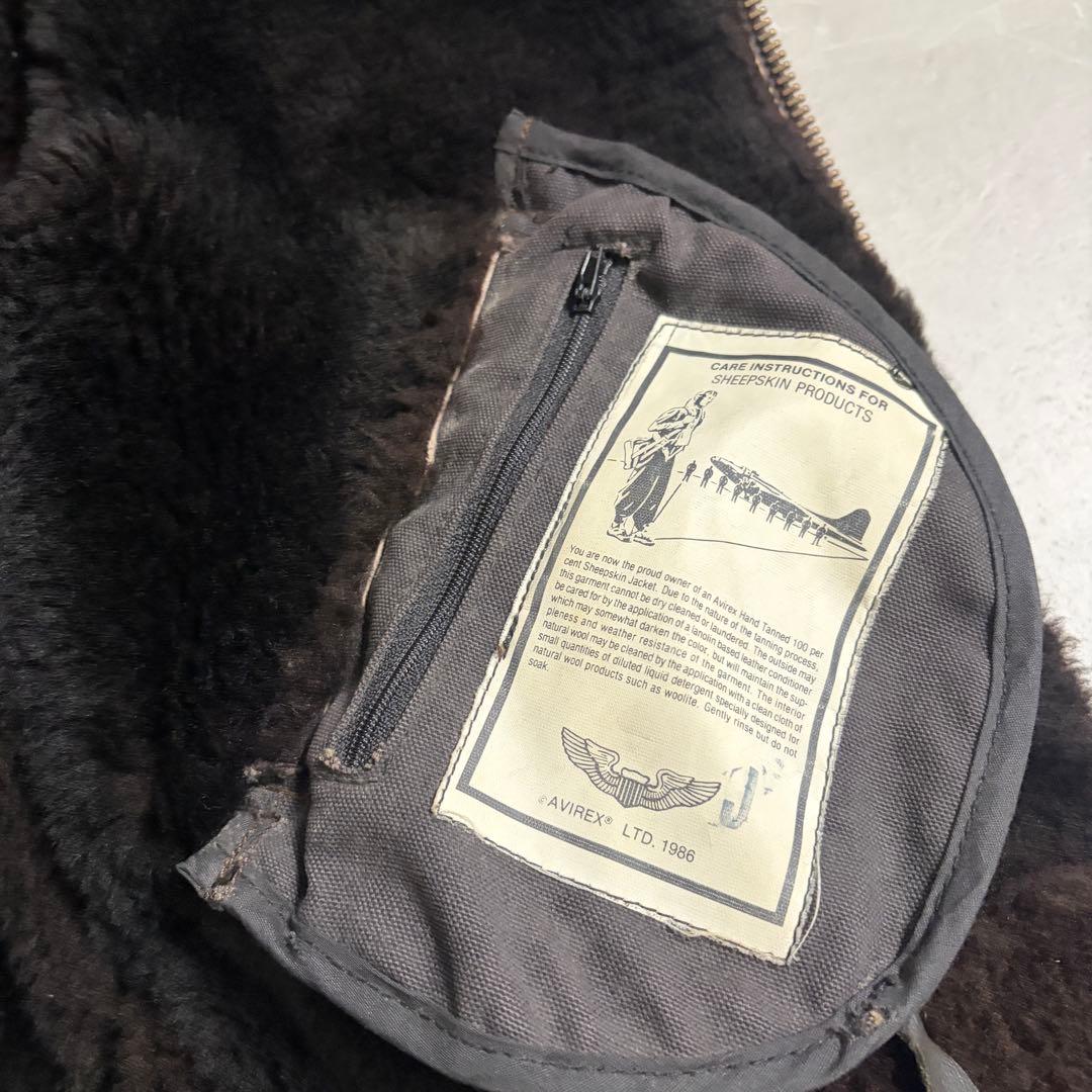 AVIREX B-3 フライトジャケット　リアルムートン　 サイズ38 USA製
