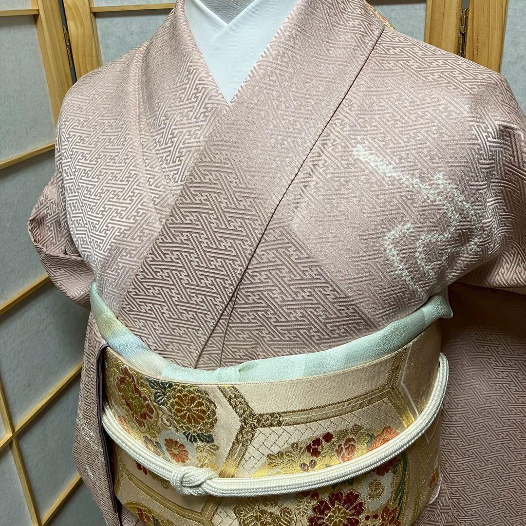 ごうすけぷ様［7160］訪問着 美品 花流水文様 絞り 刺繍幅広サイズ正絹着物袷