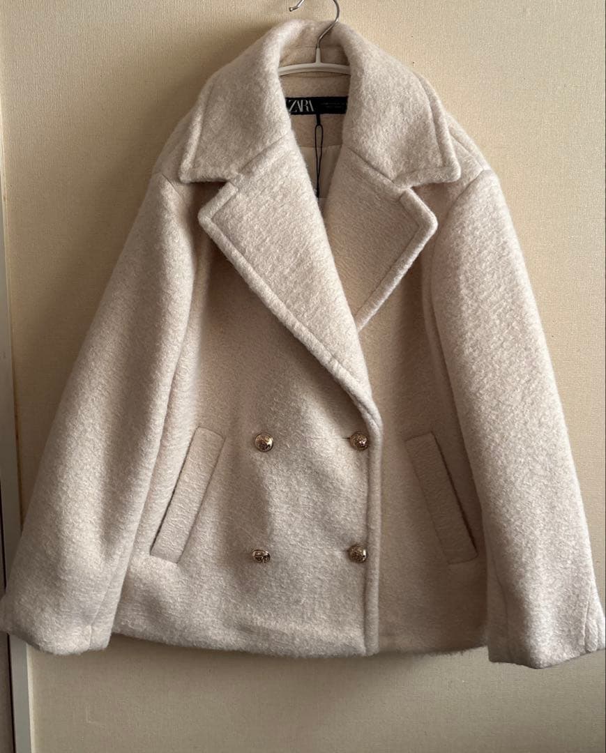 完売品⭐︎ZARA セミロング丈ブークレコート XS エクリュ