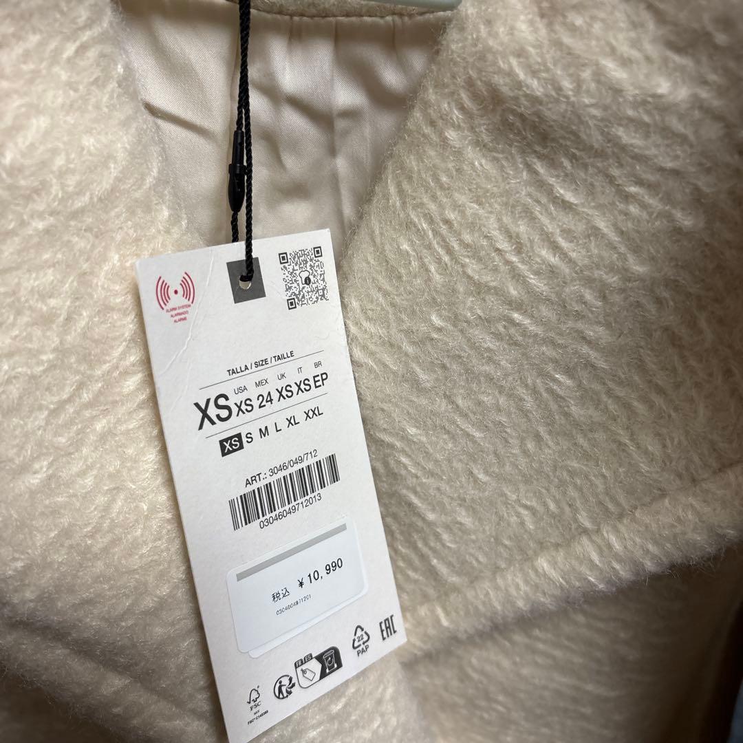 完売品⭐︎ZARA セミロング丈ブークレコート XS エクリュ