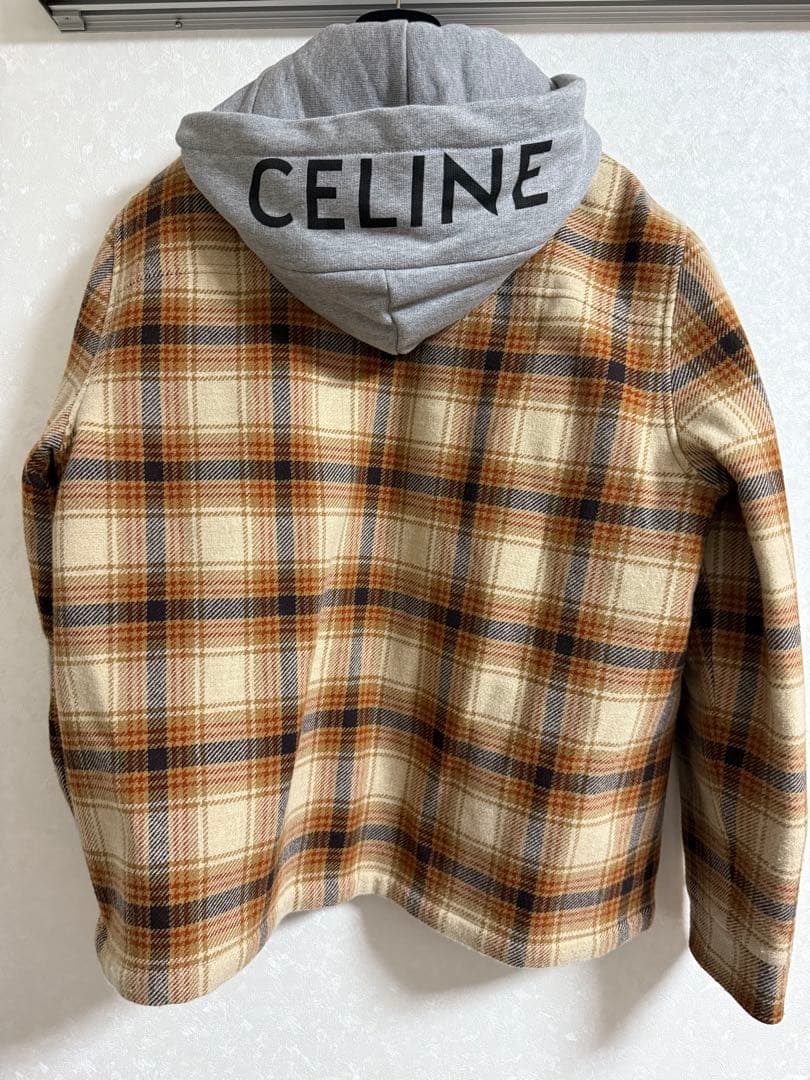 CELINE | CHECKED WOOL HOODED フード付きシャツ
