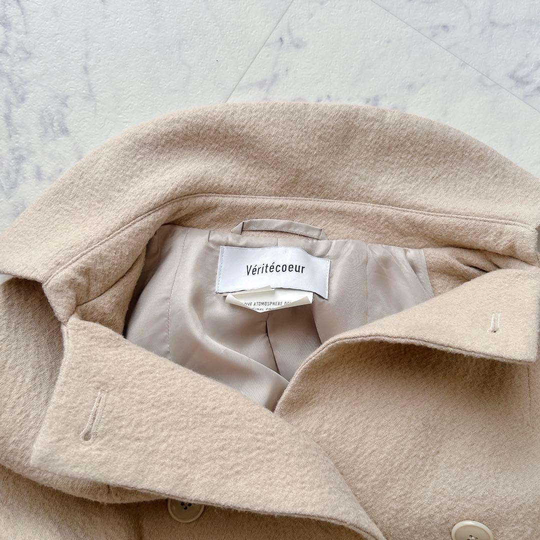 ヴェリテクール　縮絨ウール　トラペーズラインコート　F