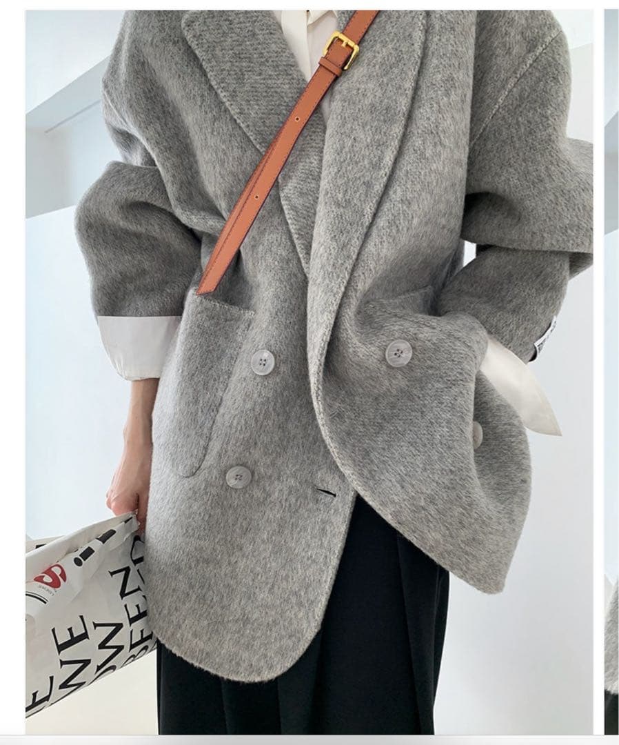 【gypsophila】ダブルブレストコート グレー S 新品未使用