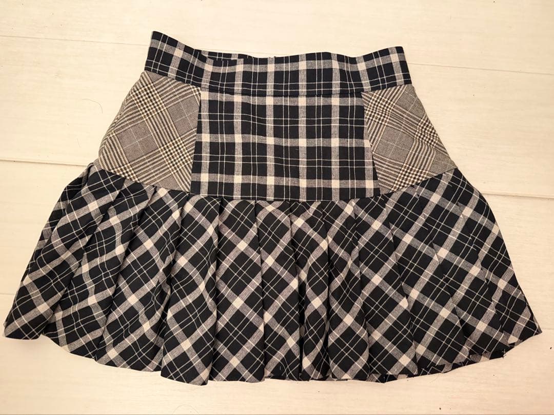 スカート andmarry Coco check pleats skirt