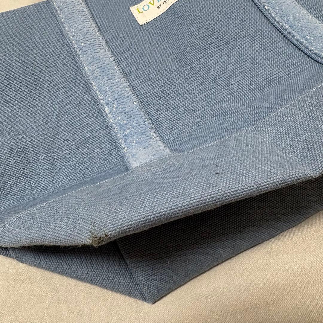 FEILER オールドテディ ワッペン トートバッグ ライトブルー