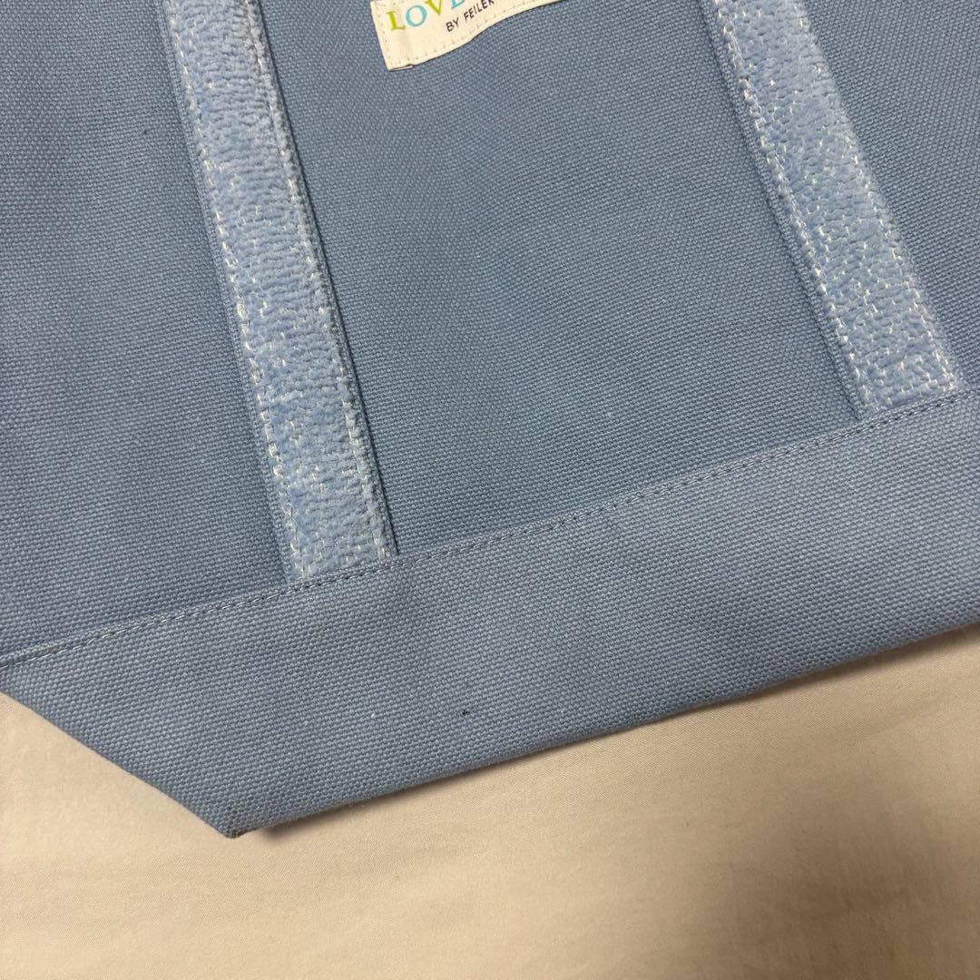 FEILER オールドテディ ワッペン トートバッグ ライトブルー