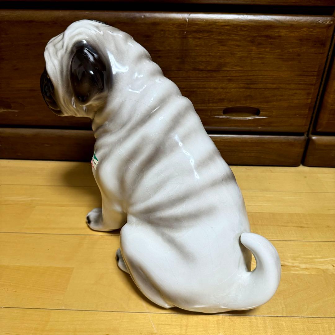 送料無料 大型40cm イタリア製 Demain パグ 陶器製 オブジェ 置物