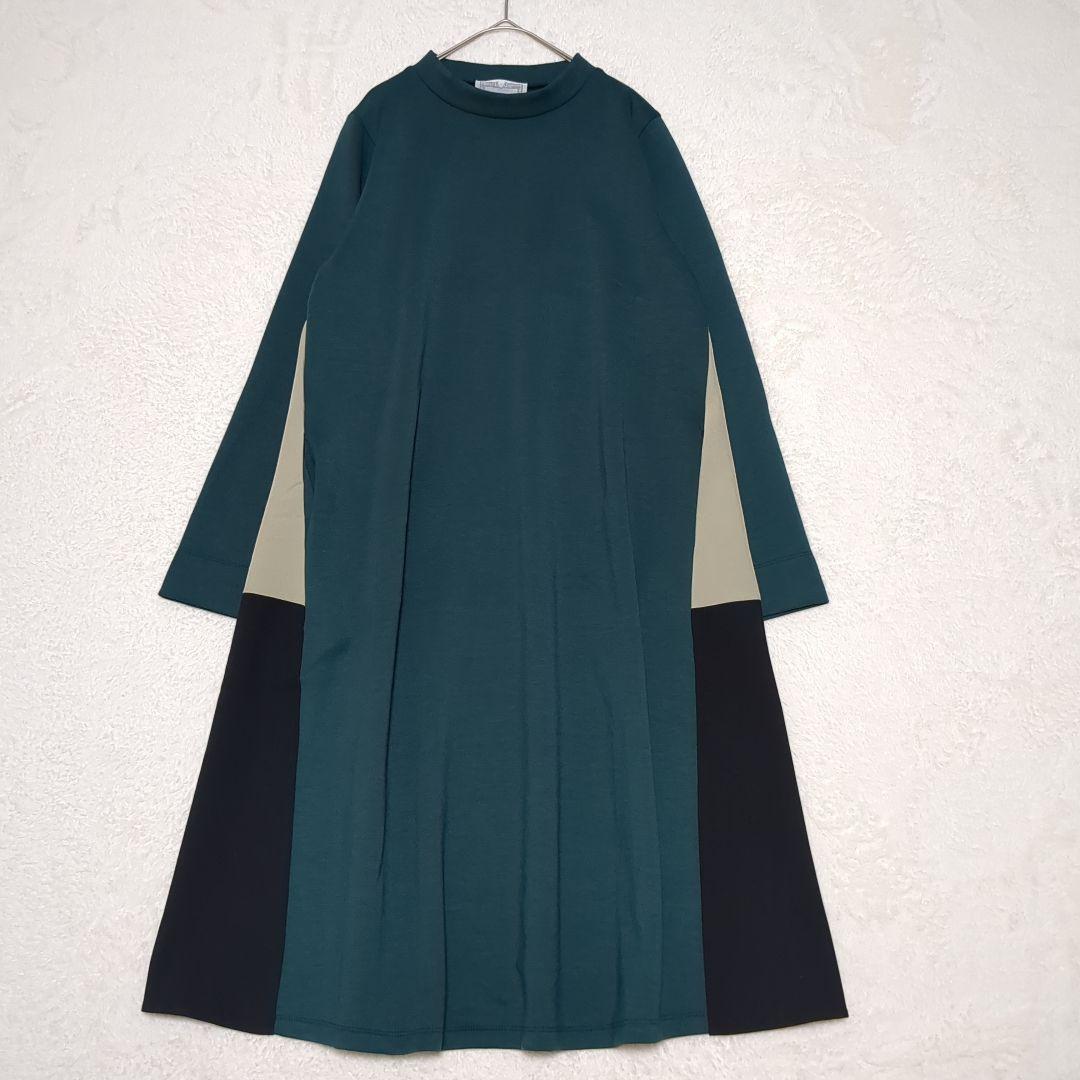 BEARDSLEY ✨洗える 後ろフレアバイカラーワンピース フリーサイズ