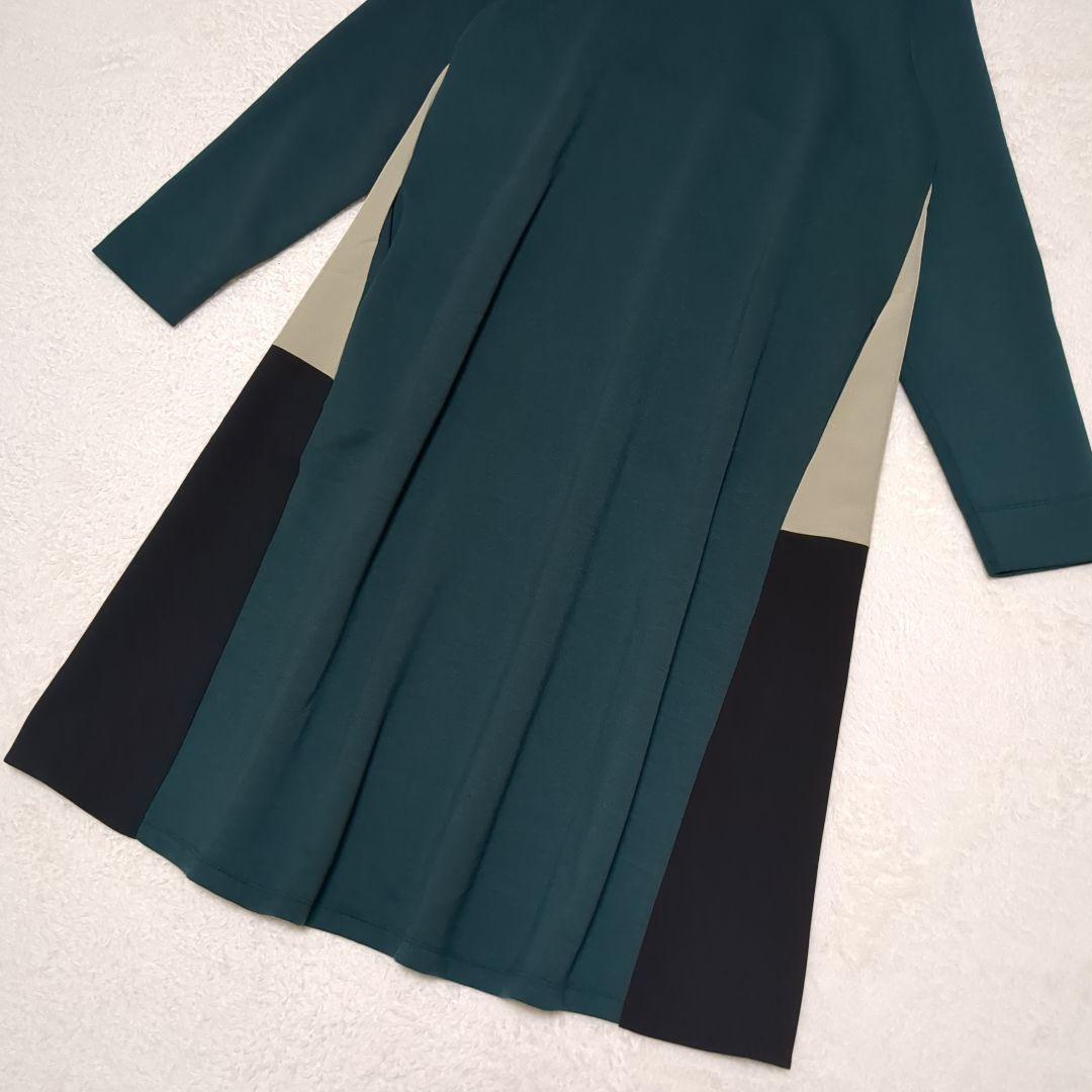 BEARDSLEY ✨洗える 後ろフレアバイカラーワンピース フリーサイズ