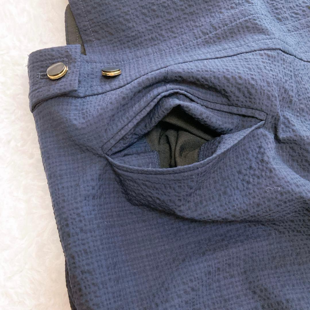 ✨美品✨バッカ シアサッカー カバードサロペット オールインワン ネイビー 36