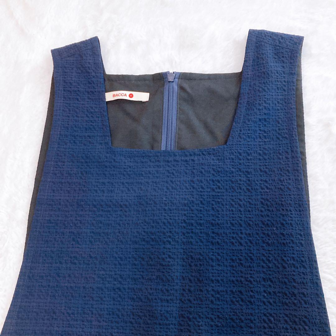 ✨美品✨バッカ シアサッカー カバードサロペット オールインワン ネイビー 36