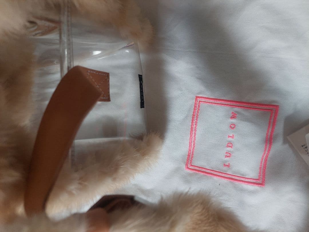 LUDLOWラドロー ミンクトリメッドPVCショルダーバッグ