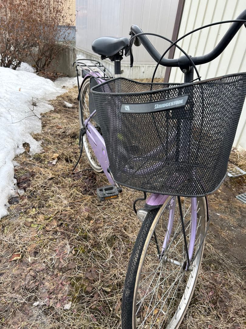 シティサイクル 紫色 メッシュバスケット付き　北海道