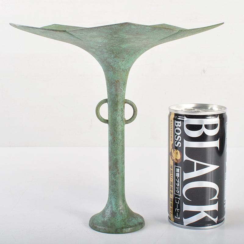 風炉師　藤井宗喜作　唐銅　桔梗口　花入　共箱　V　R7191B