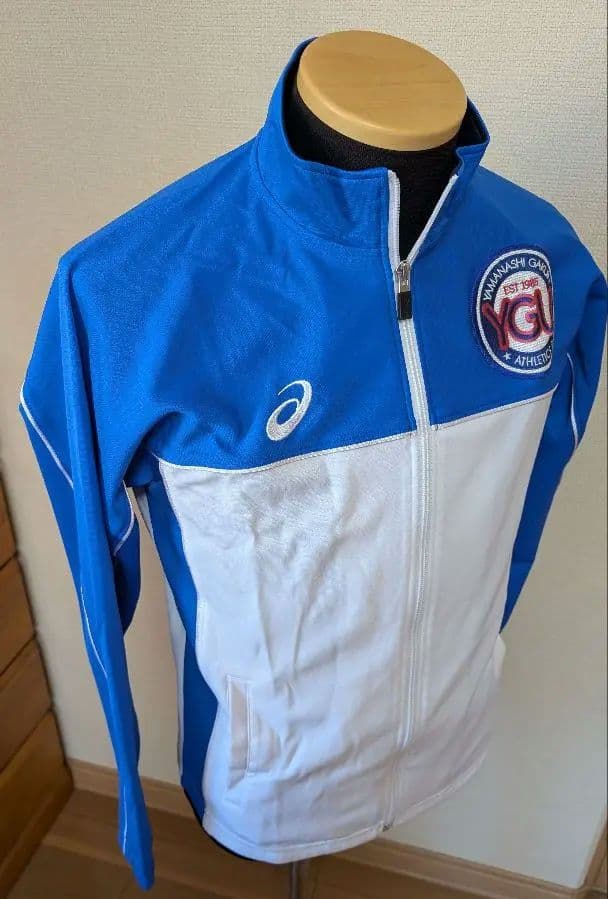 山梨学院大学陸上部 ジャージ上下ASICS YGU フルジップジャケット 青/白