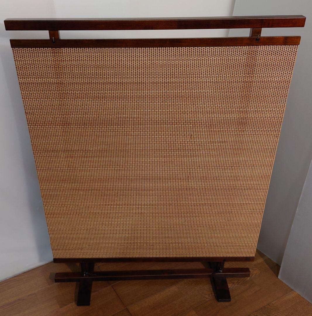 衝立　天然竹タペストリー調間仕切り衝立　パーテーション　変わり織り竹簾使用