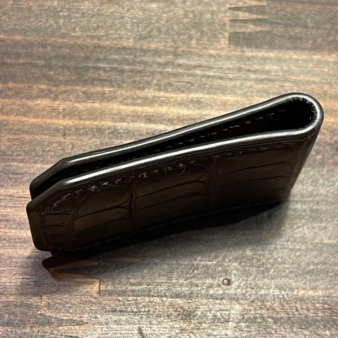 ダンヒル　dunhill クロコダイルレザー マネークリップ ダークブラウン