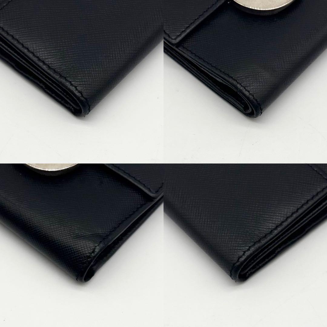 【極美品】Ferragamo サフィアーノ 三つ折り財布 コンパクト ブラック