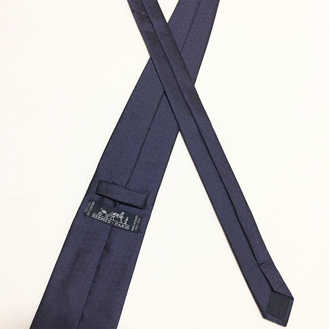 未使用級 エルメス HERMES ネクタイ シルク100% パープル系 H柄