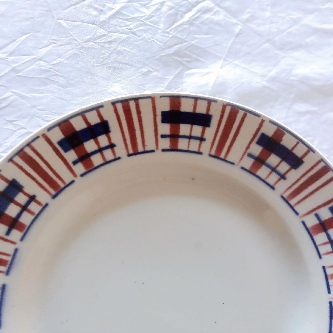 サンタマン　バスク柄ケーキスタンド　フランスアンティーク食器　ブロカント　蚤の市