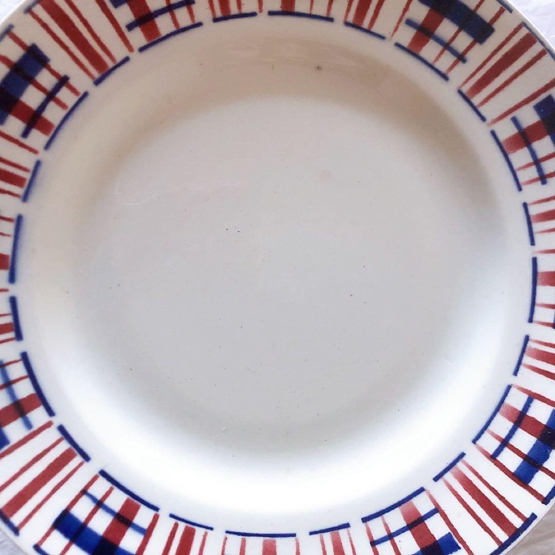 サンタマン　バスク柄ケーキスタンド　フランスアンティーク食器　ブロカント　蚤の市