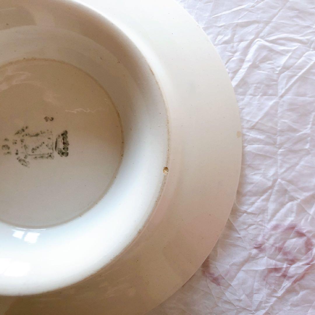 サンタマン　バスク柄ケーキスタンド　フランスアンティーク食器　ブロカント　蚤の市