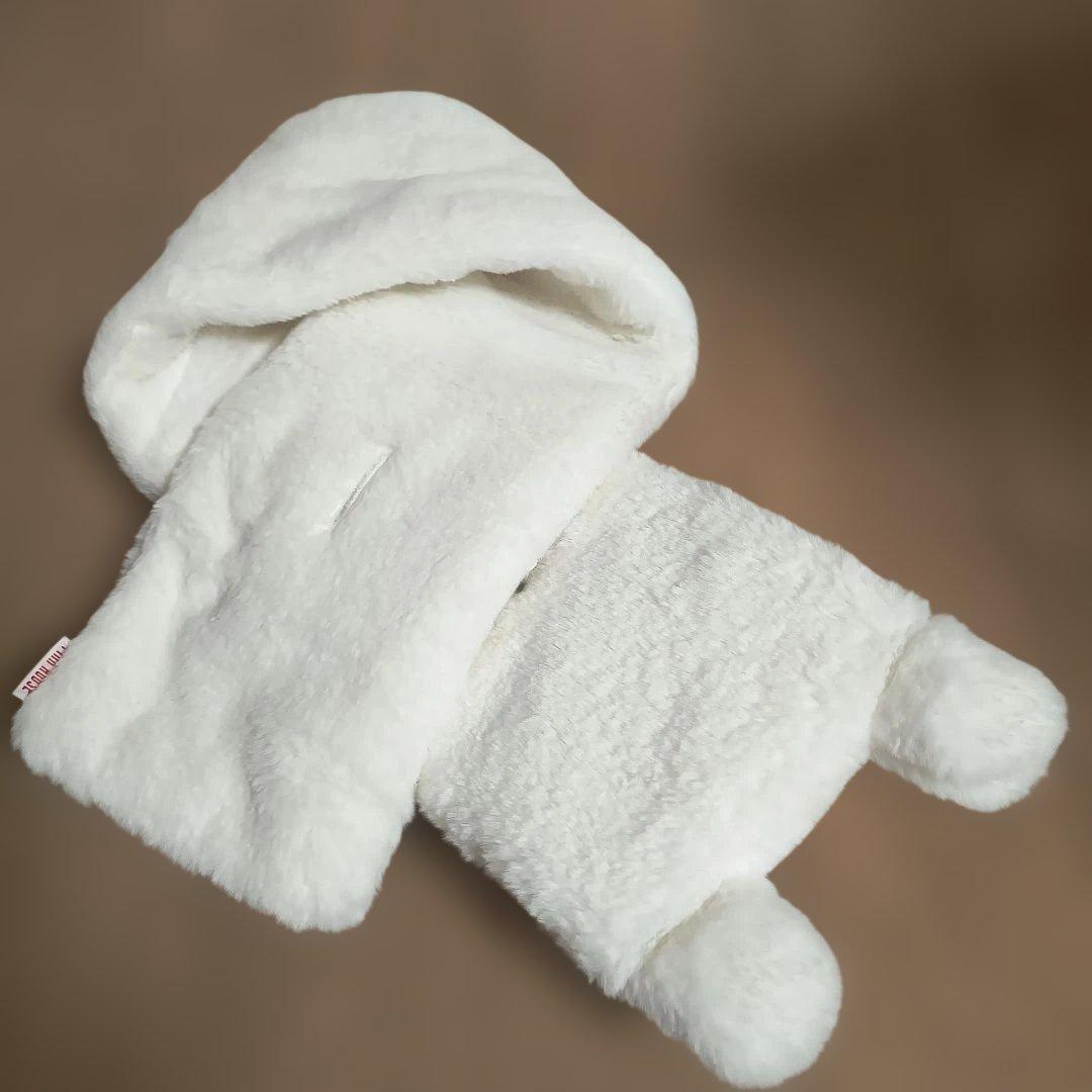 PINK HOUSEフワフワ起毛素材 猫ちゃんホワイトマフラー（未使用、保管品）