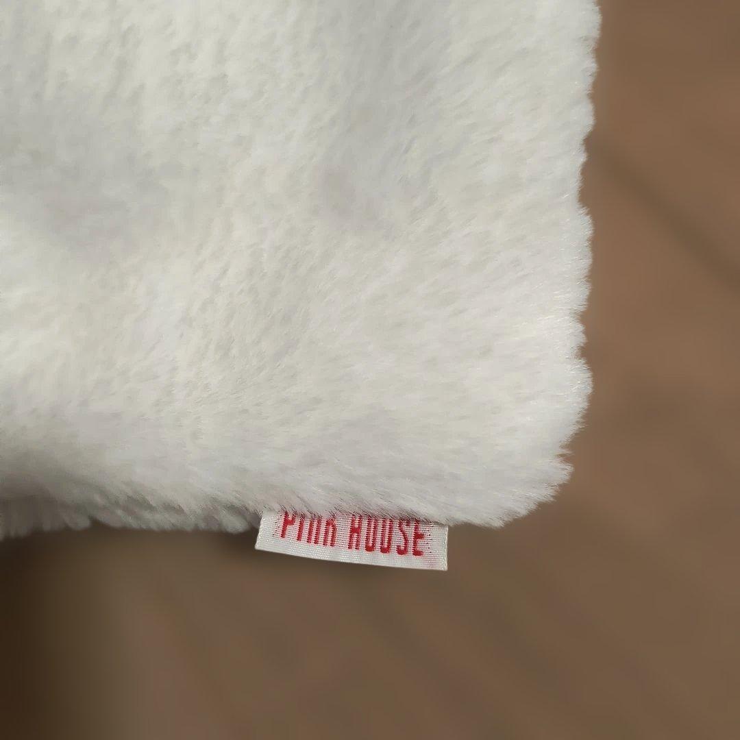 PINK HOUSEフワフワ起毛素材 猫ちゃんホワイトマフラー（未使用、保管品）