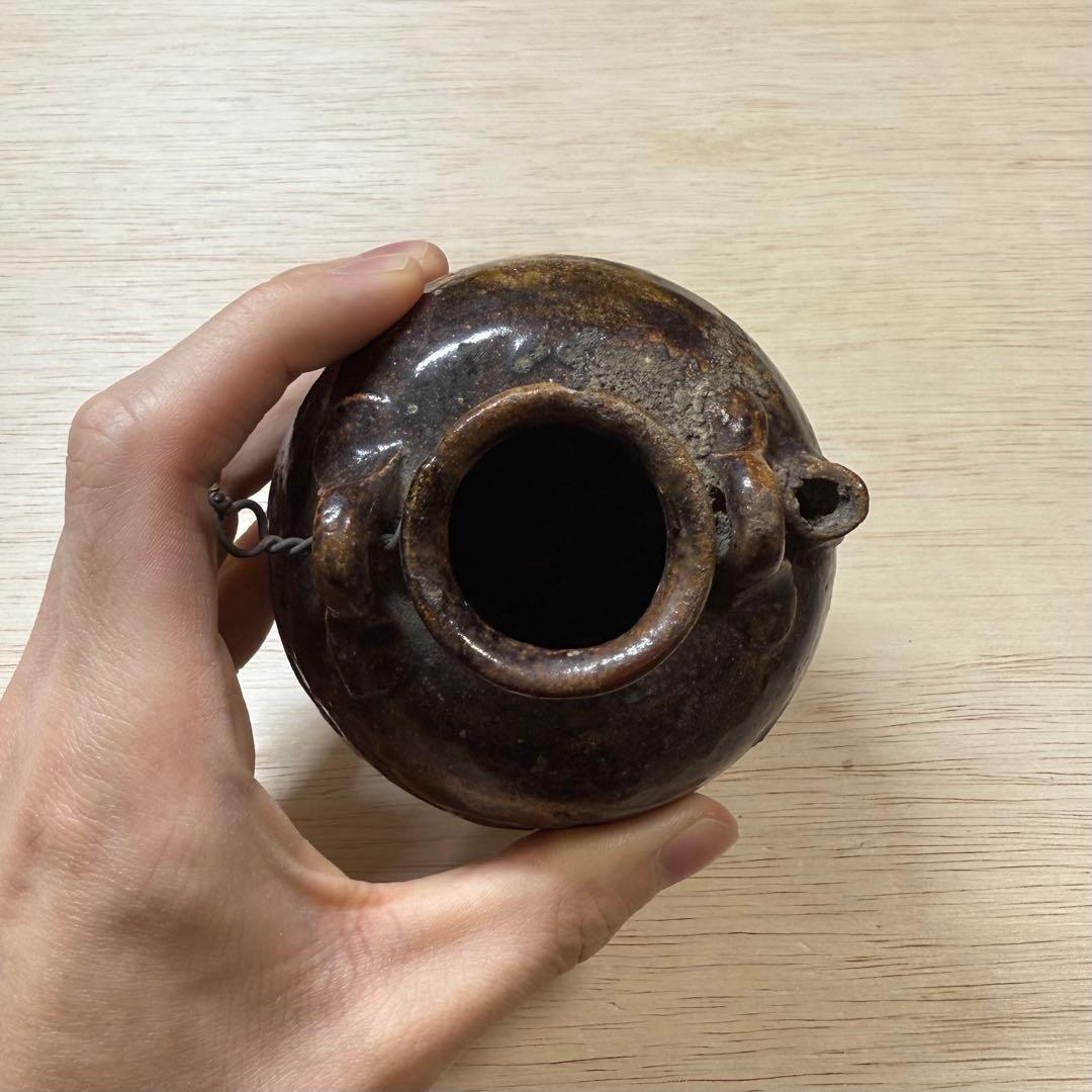 古瀬戸 鉄釉 小壷 水滴 花入 花生 江戸時代 茶道具 古美術 骨董 古常滑