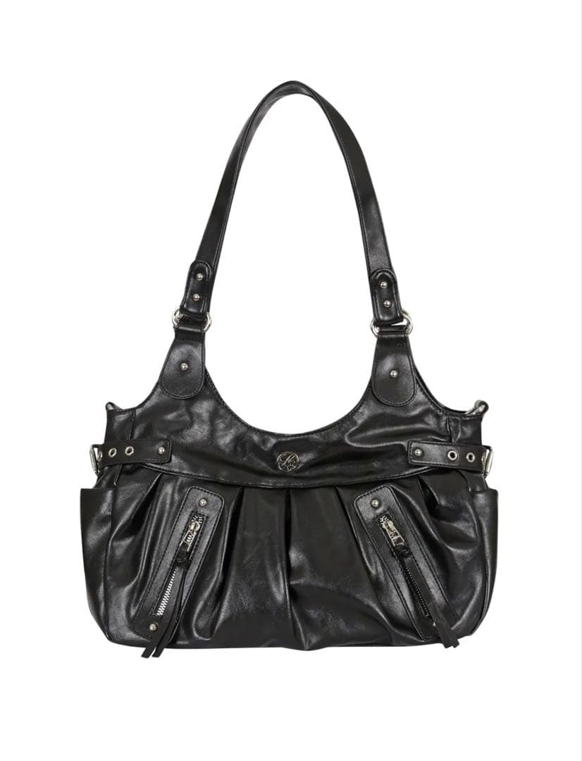 新品未使用 ILLIGO ブラックレザーショルダーバッグ