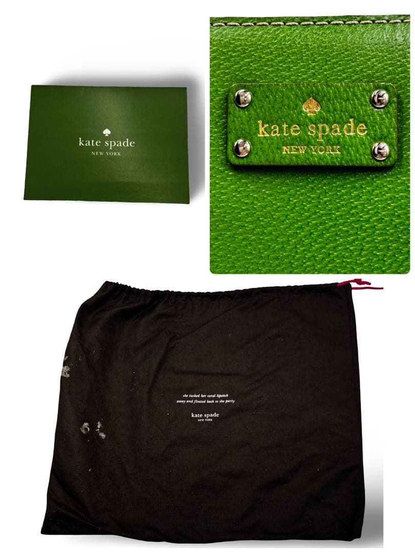 ダイヤ様ケイトスペードニューヨーク　トートバッグ　レザー　グリーン　肩掛け大容量