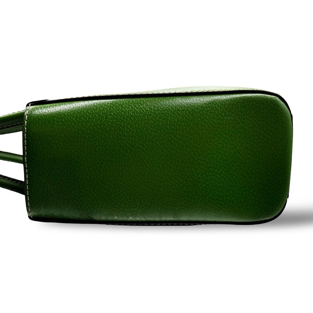 ダイヤ様ケイトスペードニューヨーク　トートバッグ　レザー　グリーン　肩掛け大容量