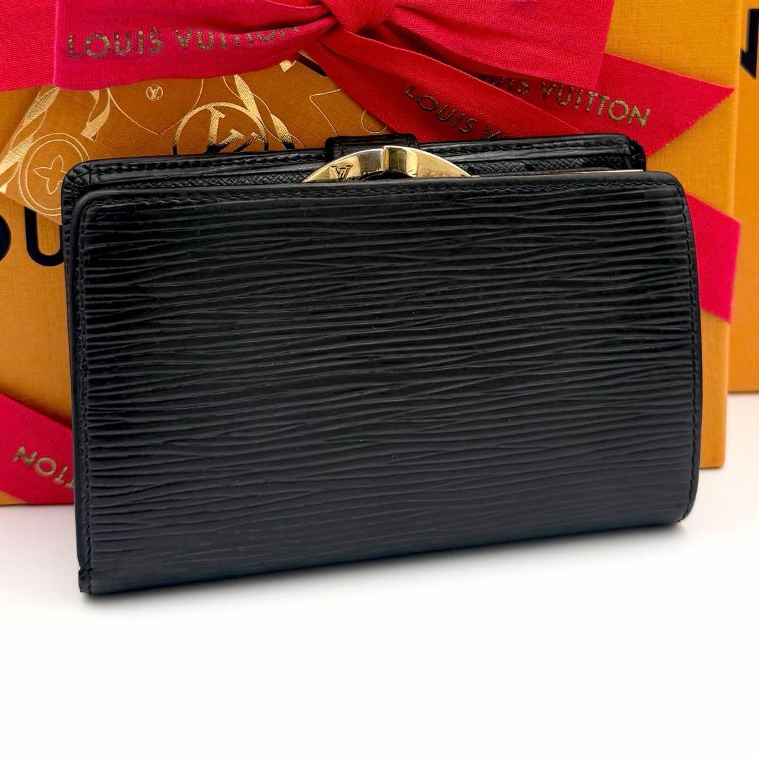 ルイヴィトン エピ ポルトモネビエヴィエノワ 二つ折り財布 がま口 ブラック 黒