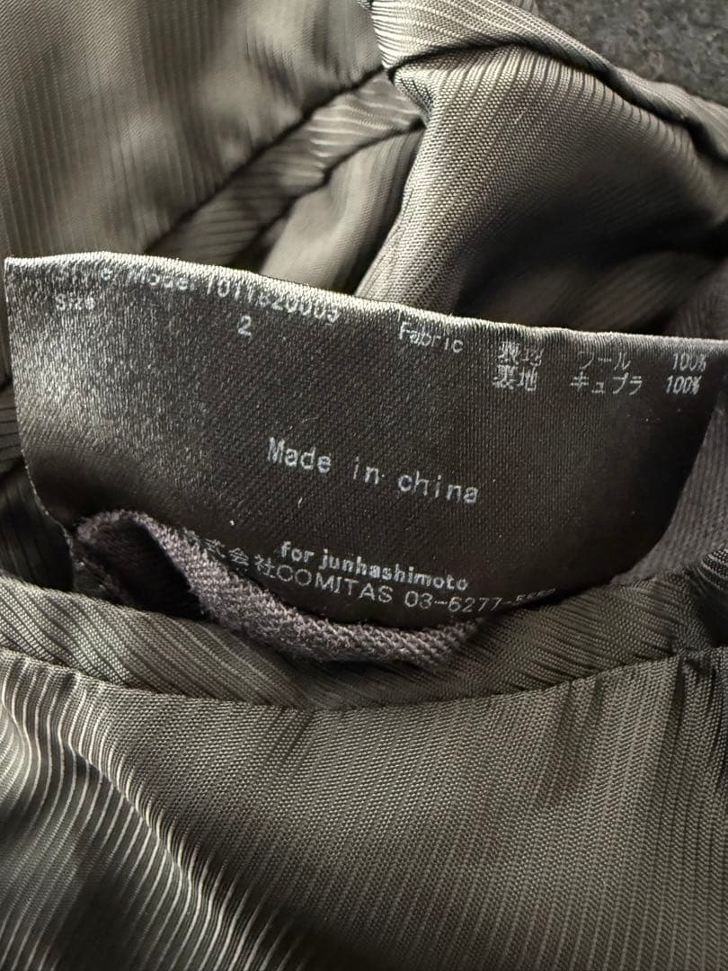 junhashimoto スタンドカラーコート ウールコート 黒 2