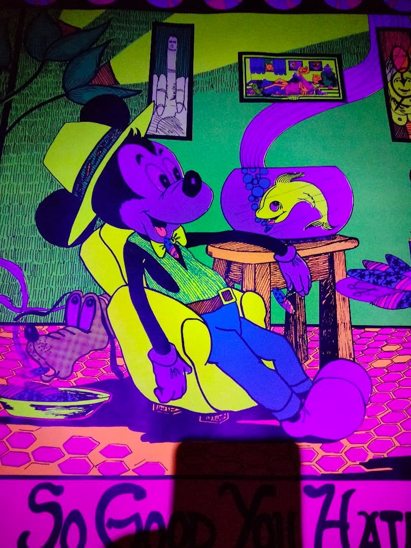 大判　ディズニー　ポスター ブラックライト メモリアルオージー ビンテージ 麻パ