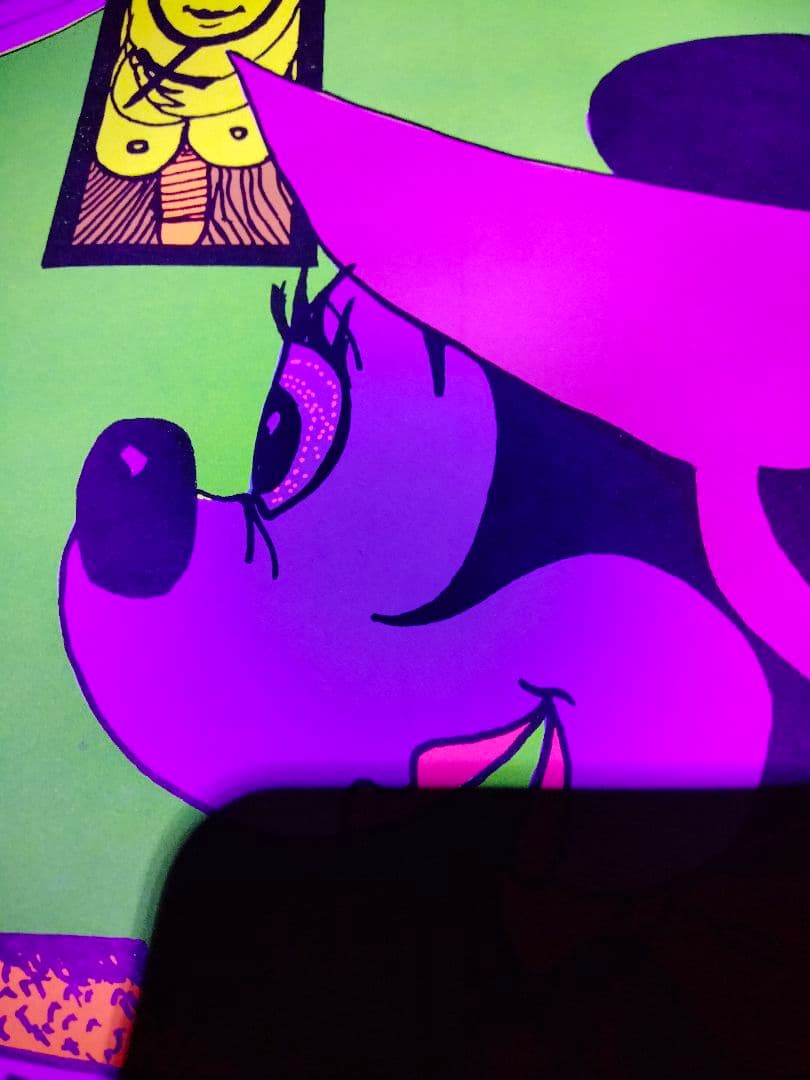 大判　ディズニー　ポスター ブラックライト メモリアルオージー ビンテージ 麻パ